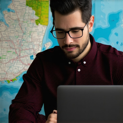 Digital marketing specialist optimizing Google My Business profile with Anchorage city map in background.