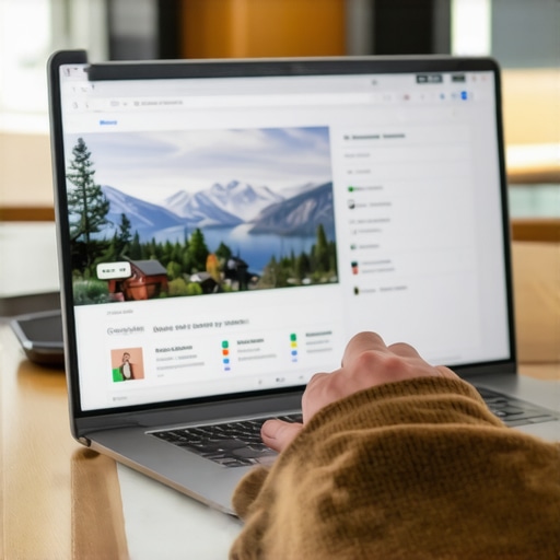 Person editing Google My Business profile on laptop with Anchorage background