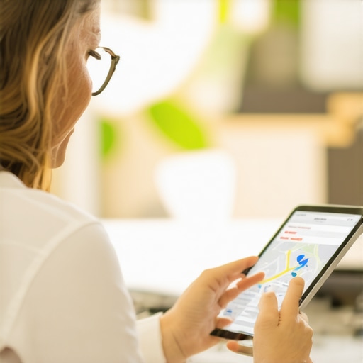 Business owner engaging with reviews on Google Maps Business owner responding to a positive review on a tablet for Anchorage shop.