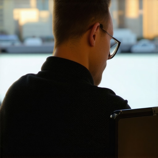 Person working on SEO analytics with Anchorage city view