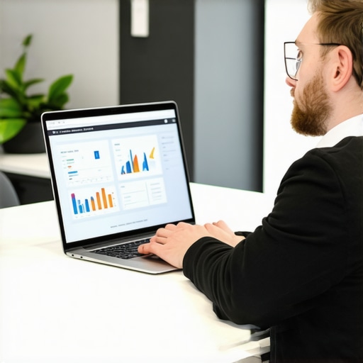 Business owner using SEO tools in Anchorage office