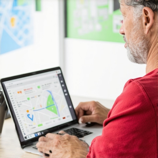 Business owner optimizing GMB profile on laptop in Anchorage