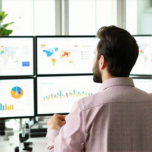 Person reviewing SEO metrics on screens, focusing on Anchorage local search data.